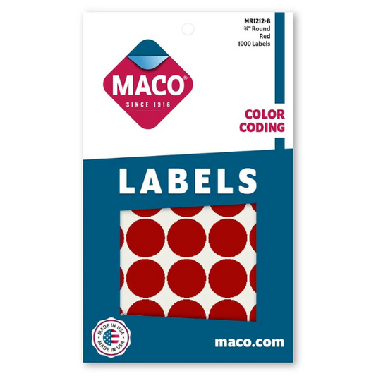 3/4" Dia. Color Coding Labels, Red, 1000/Bx