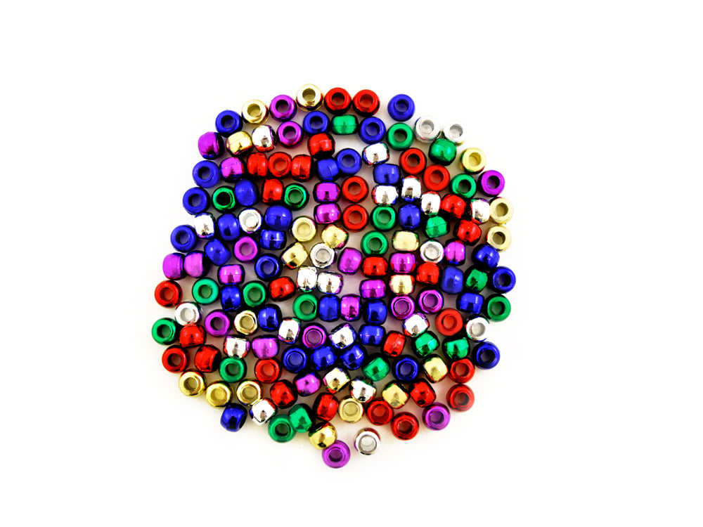Pony beads metallic Assorted 6x9mm 150/pk.