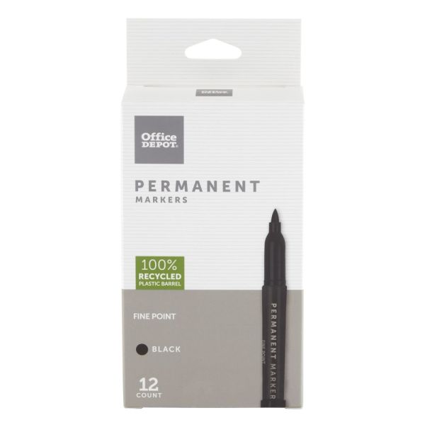 Permanent Markers, Fine Point, Black 12/Pack