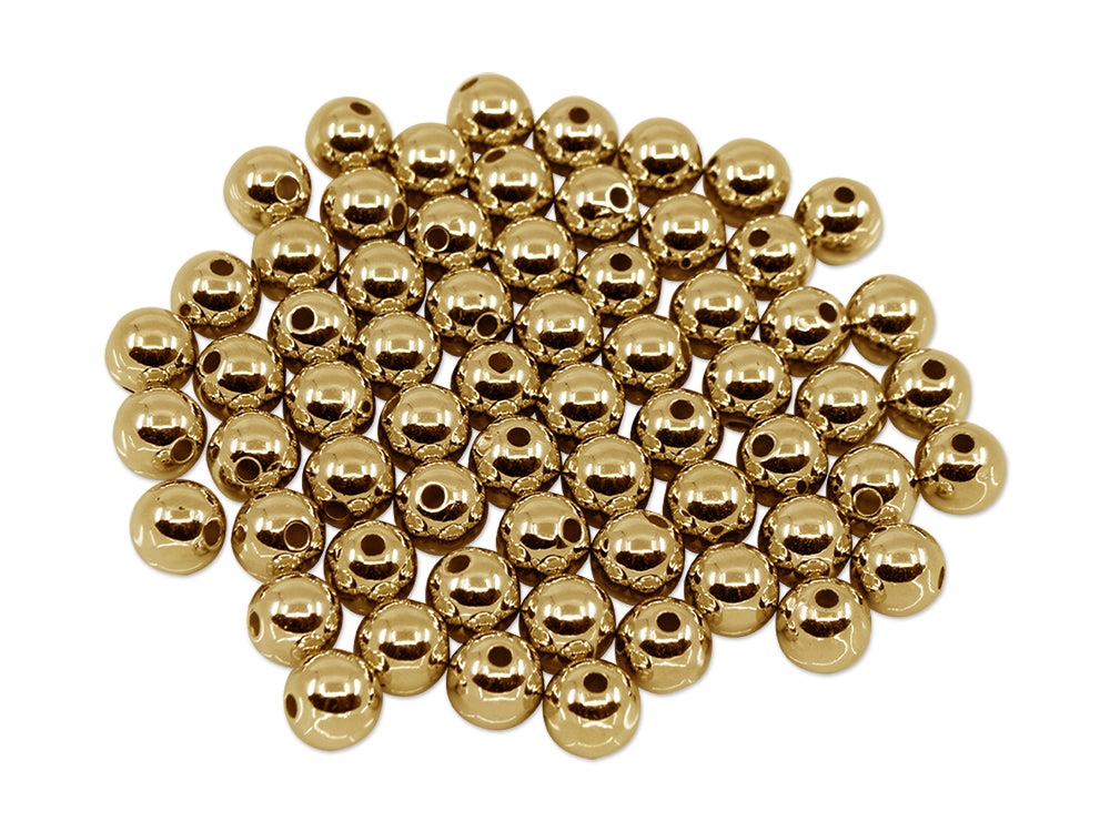 Effect Beads. 10mm Luster Electroplated Round Gold 30g