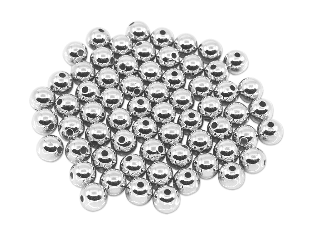 Effect Beads. 10mm Luster Electroplated Round Silver 30g