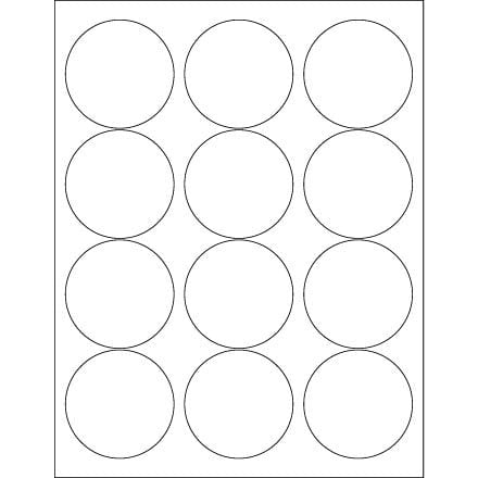 White Round Labels  2-1/2" Diameter Circle, 12 Labels Per Sheet 25 Sheets/Box