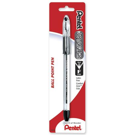 Pentel R.S.V.P. Ballpoint Stick Pens Fine Point Black Each