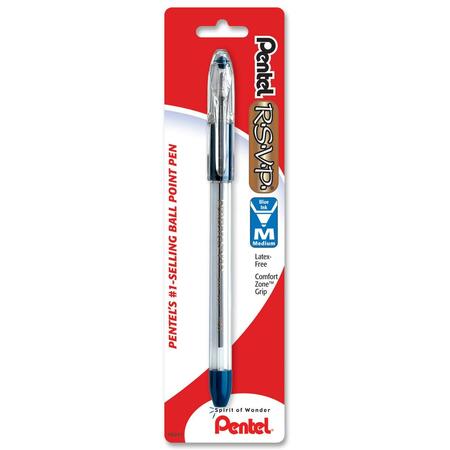 Pentel R.S.V.P. Ballpoint Stick Pens Medium Point Blue Each
