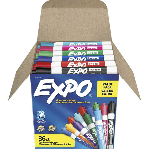 Expo Low-Odor Dry Erase Chisel Tip Markers Chisel Marker Point Assorted Ink 36 / Box