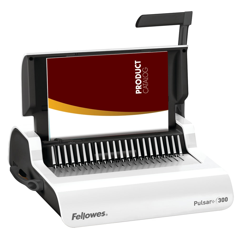 Fellowes Pulsar 300 Manual Comb Binding Machine, 300 Sheet Capacity, 5.1"H x 18.1"W x 15.4"D, White