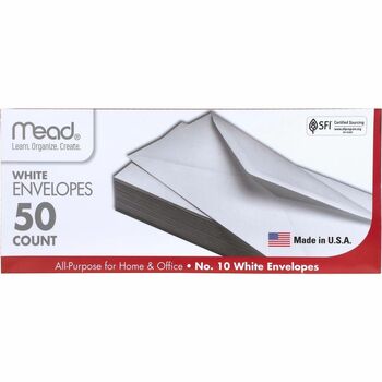 Mead #10 Plain White Envelopes 50 Count