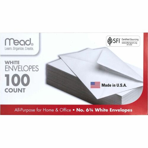 Mead #6 Plain White Envelopes 100 Count