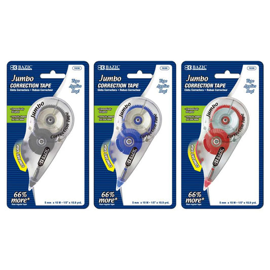 5 mm x 394" Jumbo Correction Tape W/ Grip Color May Vary