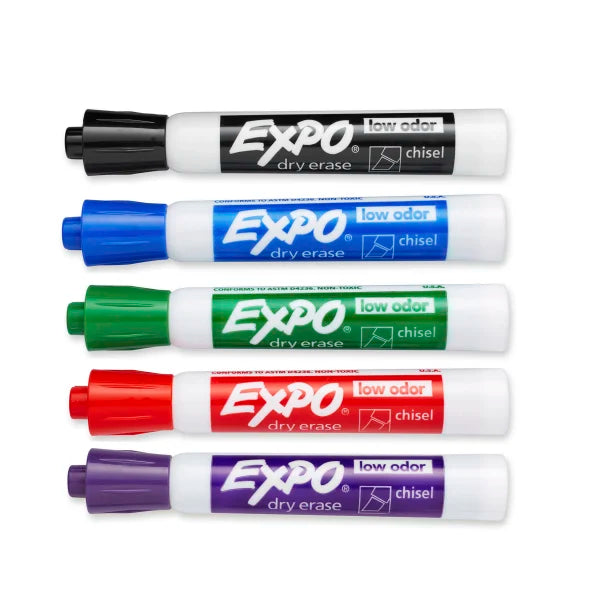 EXPO Low-Odor Dry-Erase Markers, Chisel Point, Assorted Colors, Pack Of 36