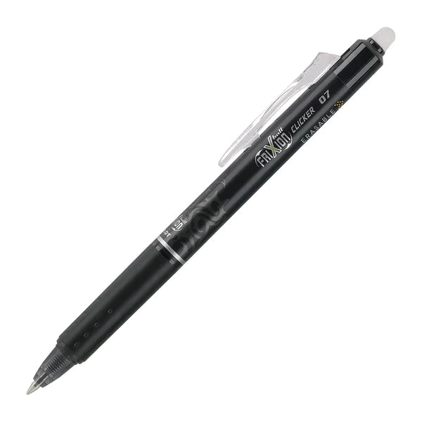Pilot® FriXion® Clicker Erasable Gel Pens, Fine Point, 0.7 Mm, Black Barrels, Black Ink