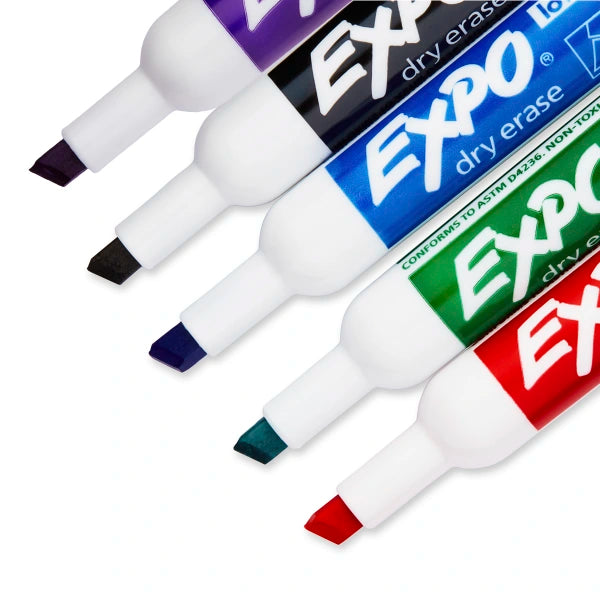 EXPO Low-Odor Dry-Erase Markers, Chisel Point, Assorted Colors, Pack Of 36
