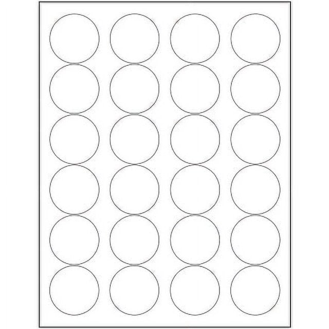 White Round Labels  1-2/3" Diameter Circle, 24 Labels Per Sheet 25 Sheets/Box