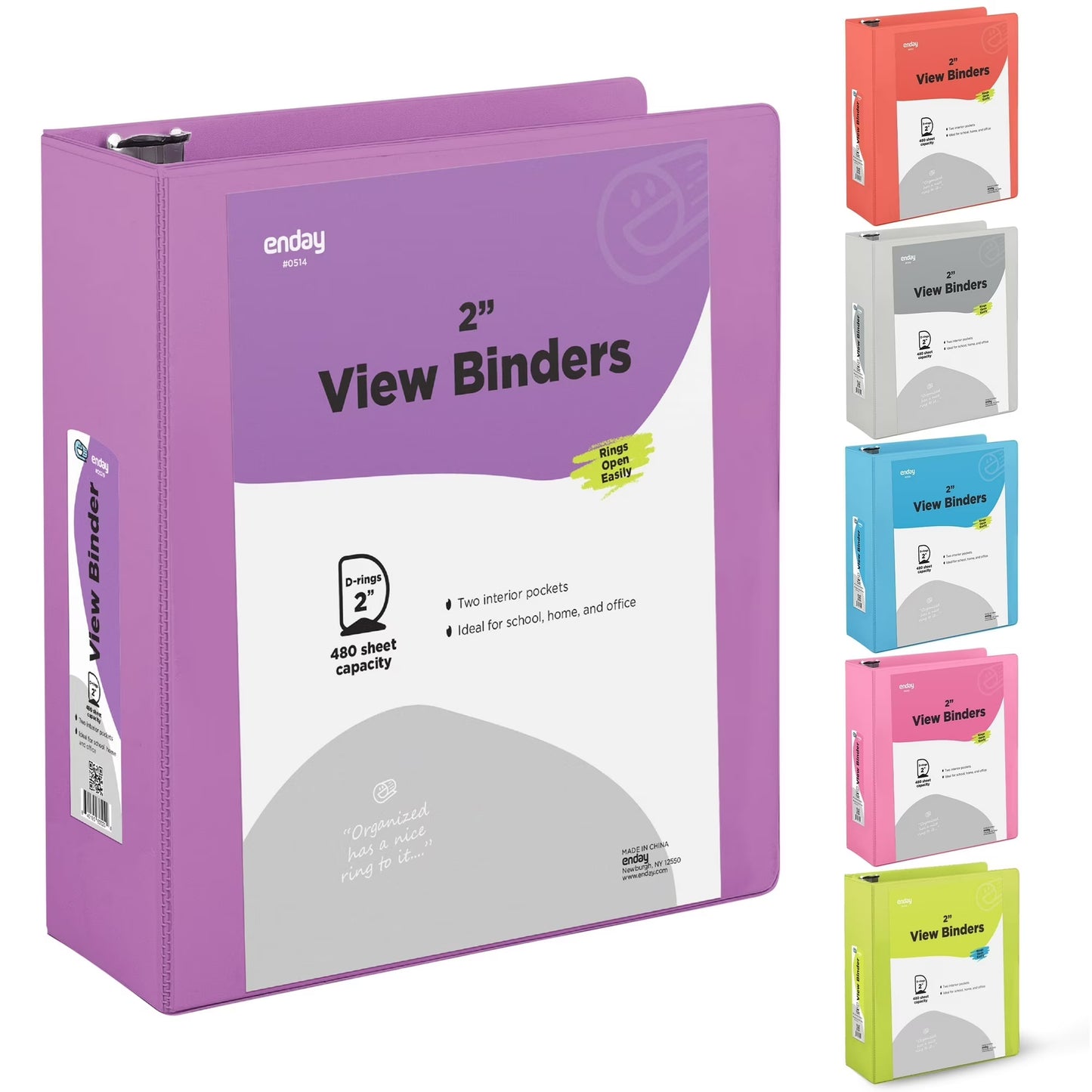 2" Hard 3-Ring Binder with View Purple