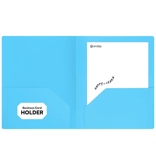 Enday Plastic 2-Pockets Poly Portfolio, Light Blue