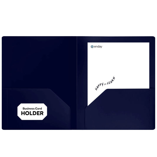 Enday Plastic 2-Pockets Poly Portfolio, Blue