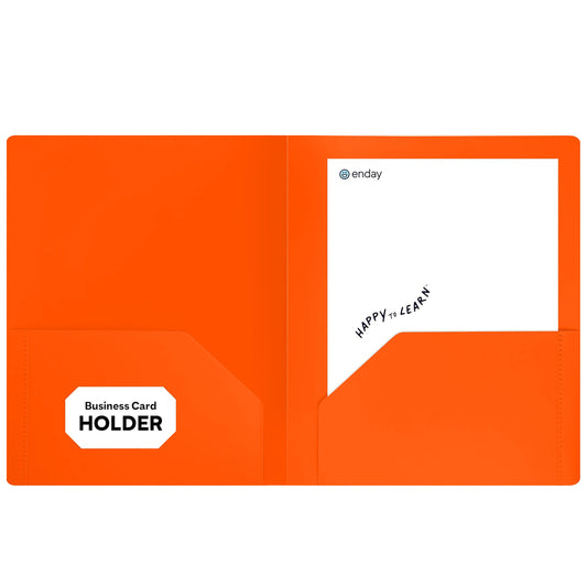 Enday Plastic 2-Pockets Poly Portfolio, Orange