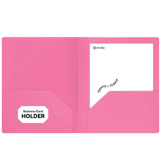 Enday Plastic 2-Pockets Poly Portfolio, Pink