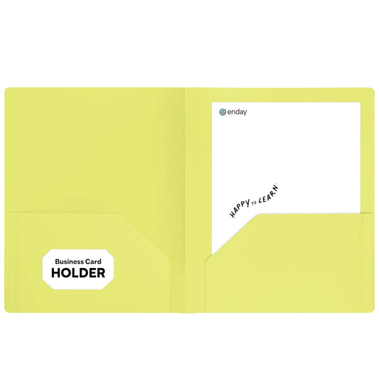 Enday Plastic 2-Pockets Poly Portfolio, Yellow