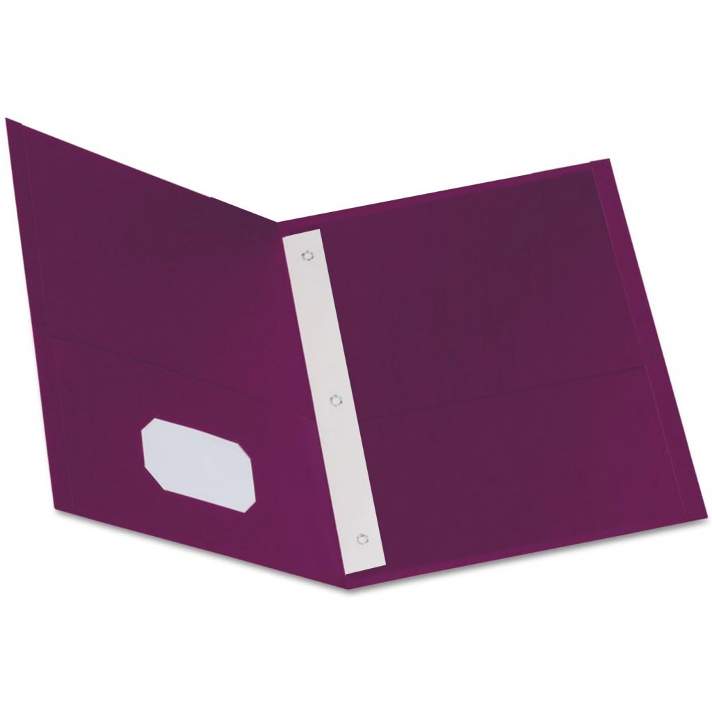 3 Prong 2 Pocket Paper Folder Purple 25/Pcs