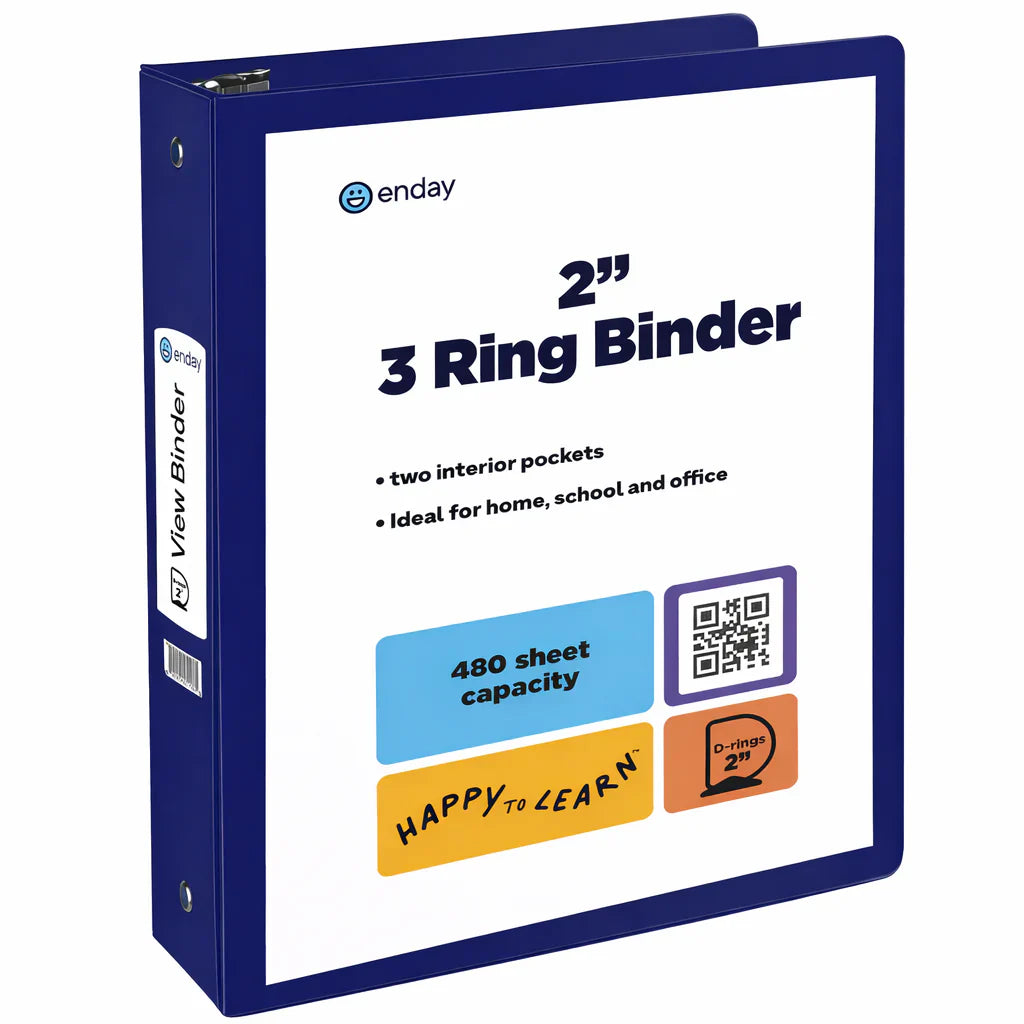 Enday 2″ Slant-D Ring View Binder With 2 Pockets, Blue