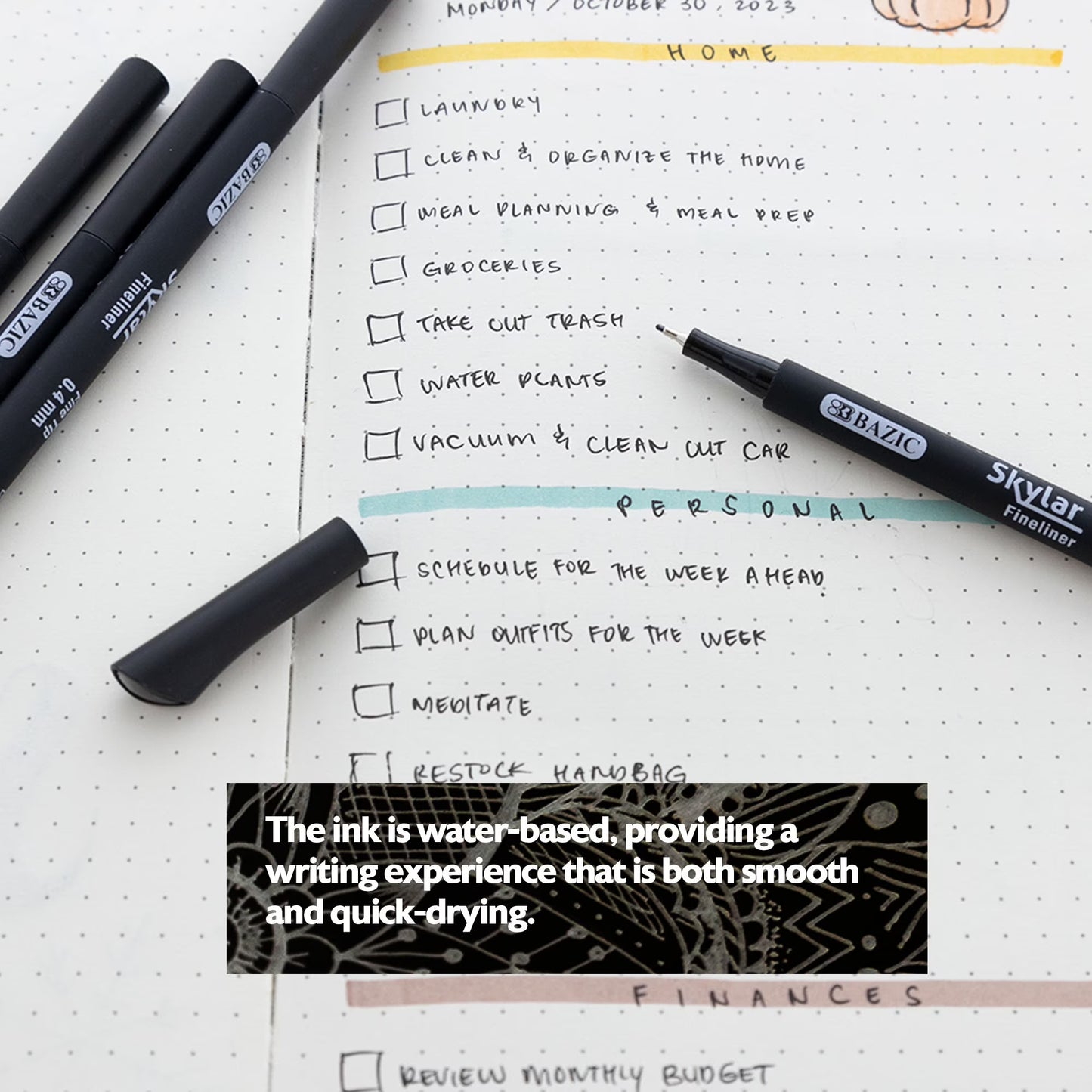 Skylar 0.4 mm Black Fineliner Pen 4/Pack