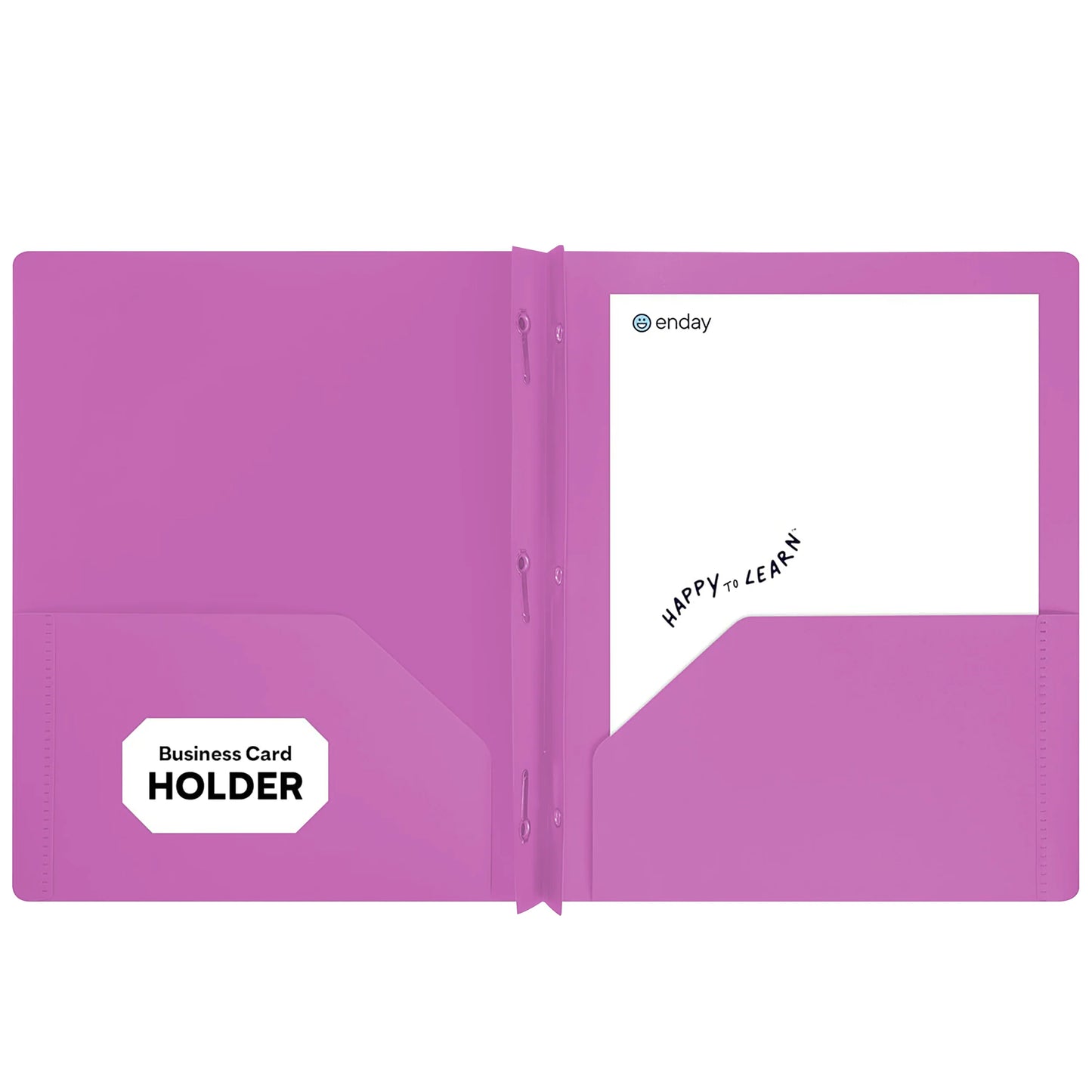Enday Plastic 2-Pockets Poly Portfolio W/ 3 Prongs, Purple