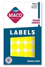 3/4" Dia. Color Coding Labels, Yellow Neon, 1000/Bx