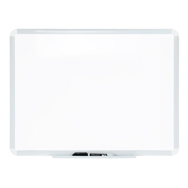 Non-Magnetic Melamine Dry-Erase Whiteboard, 18" x 24", Plastic Frame With White Finish