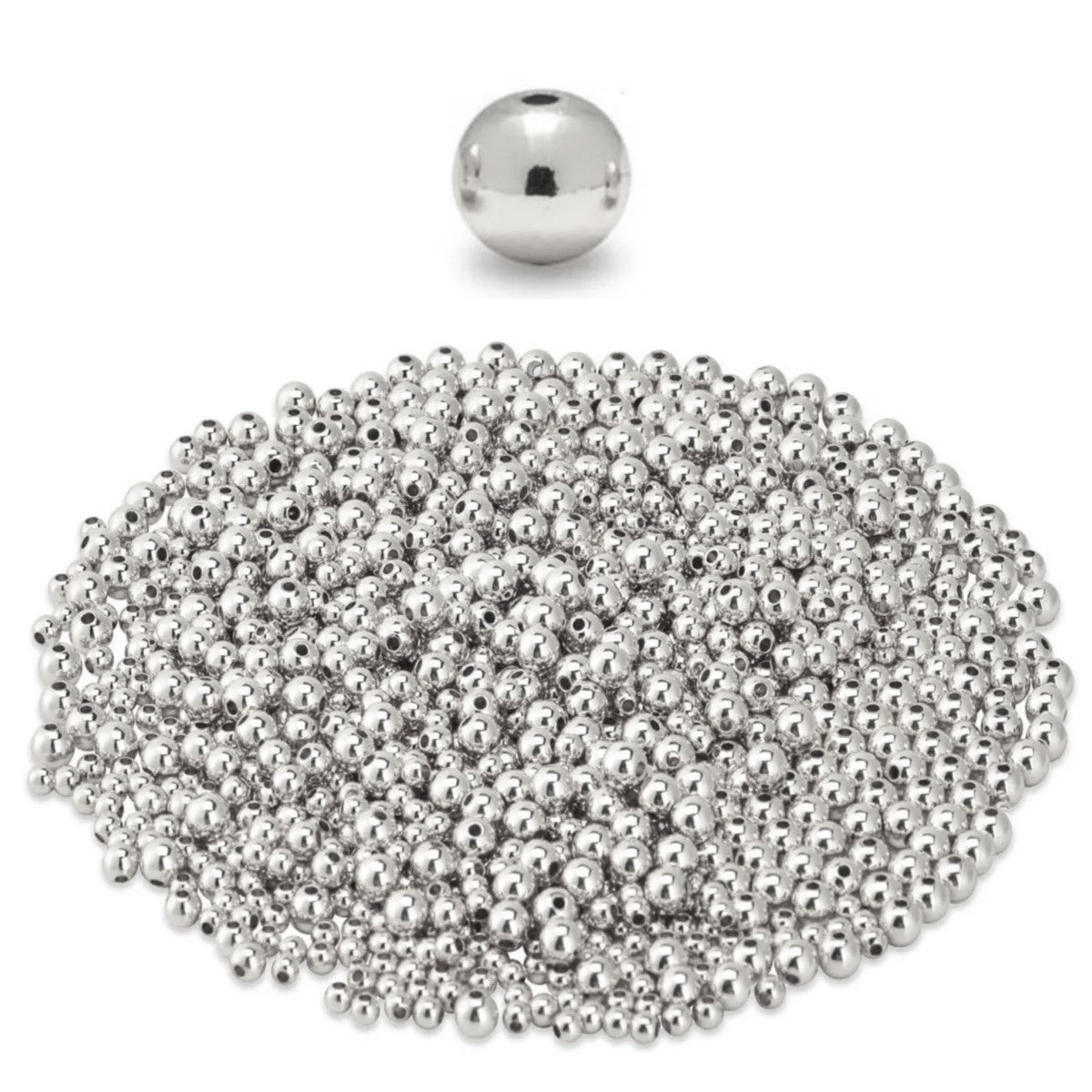 Effect Beads. 10mm Luster Electroplated Round Silver 30g