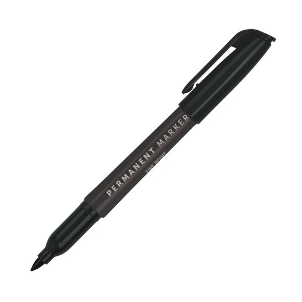 Permanent Markers, Fine Point, Black 12/Pack