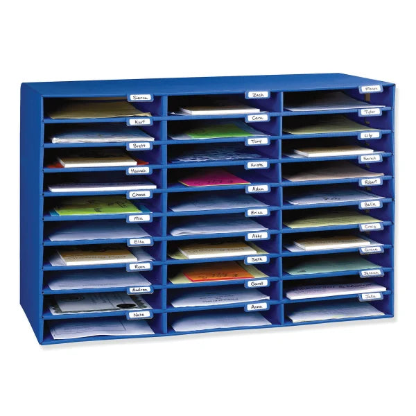Pacon Corrugated Mail Box, 30 Slots, Blue