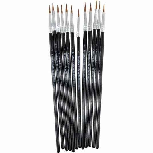 Water Color Brushes Camel #3 1/2" Pointed Rounds 12/pk