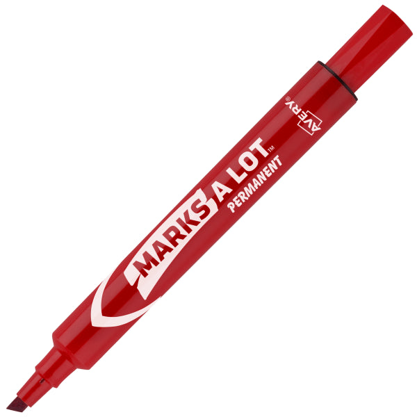 Marks A Lot Permanent Markers, Chisel Tip Red