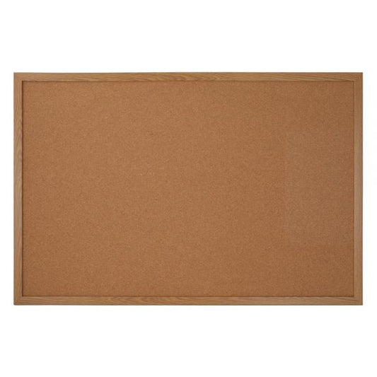 Cork Bulletin Board, 24in x 36in, Wood Frame With Light Oak Finish