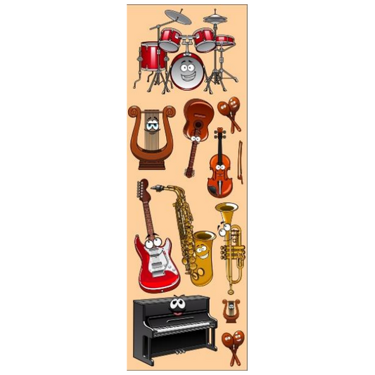 Music Themed Die-cut Stickers 6-Sheet pack