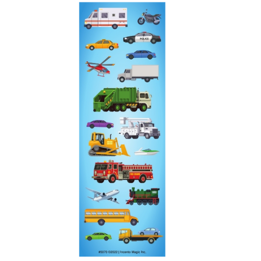 Vehicle Themed Die-cut Stickers 6-Sheet pack