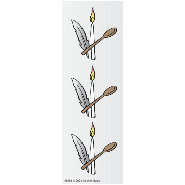 Pesach Bedikas Chometz Feather Candle Spoon Die-cut Stickers, Pack of 6 Sheets