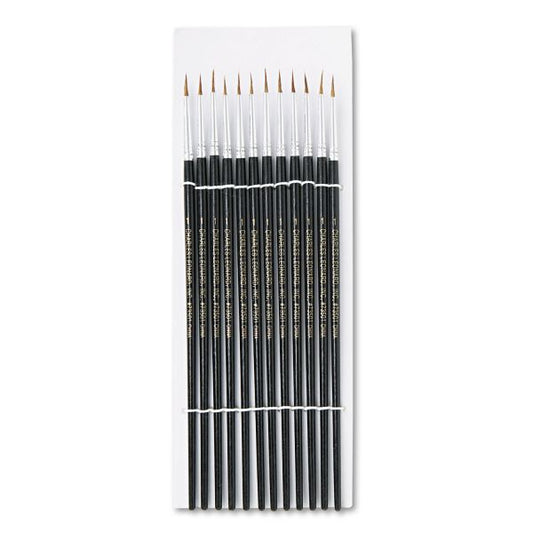 Water Color Brushes Camel #1 3/8" Pointed Rounds 12/pk