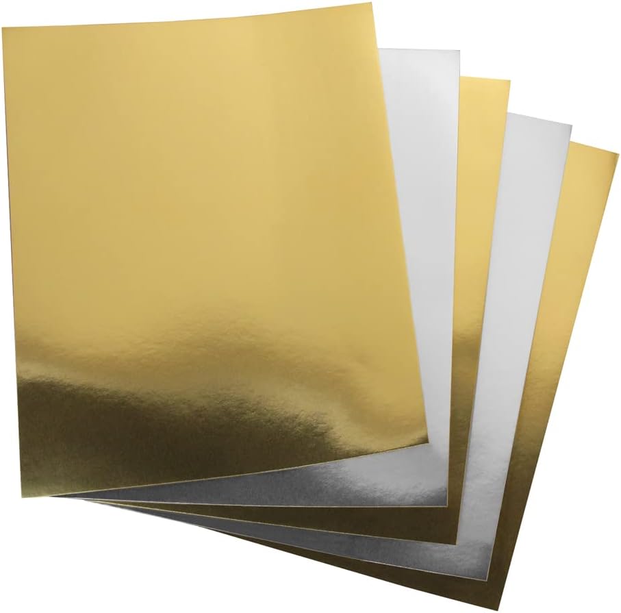 Metallic Foil Board 10 Sheets 8.5" x 11" 5 Ea. Gold and Silver