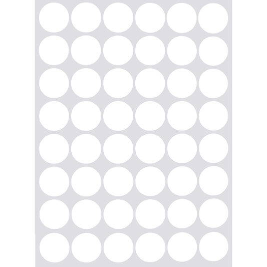 Color Coding Labels 19mm 3/4" White 32 sheets/pk  1,536 Stickers