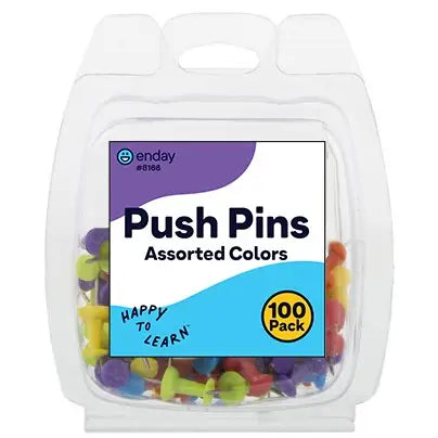Enday Assorted Color Push Pins (100/Pack)