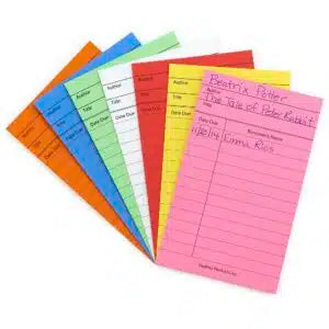 50 Library Cards in Assorted Colors