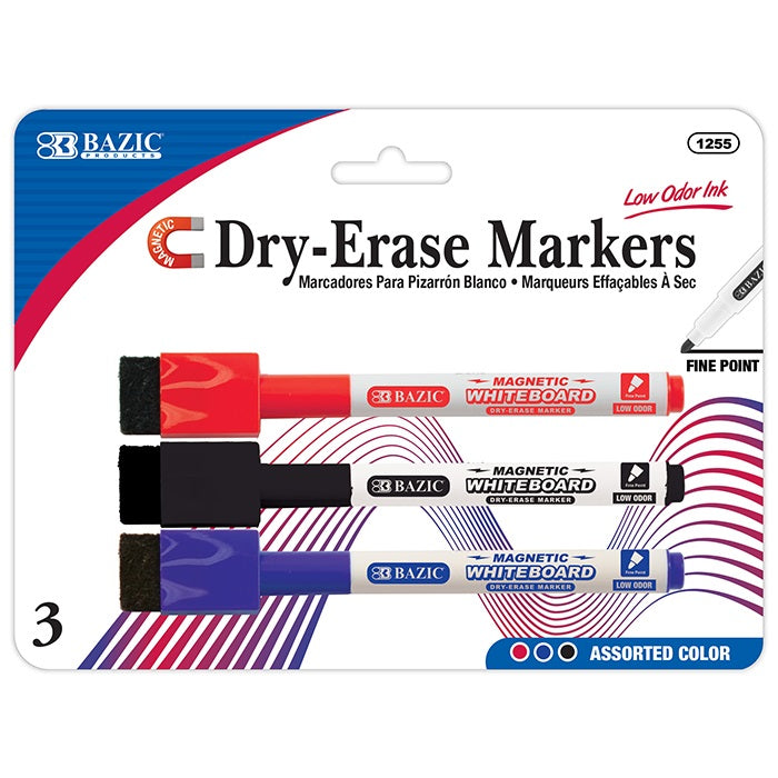 Assorted Colors Magnetic Dry-Erase Markers 3/Pack