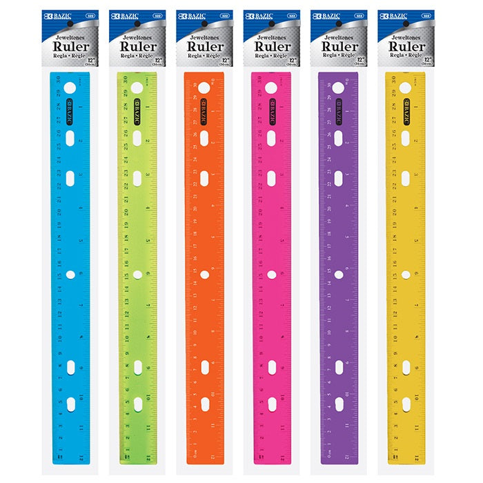 12" (30cm) Plastic Ruler Color may vary