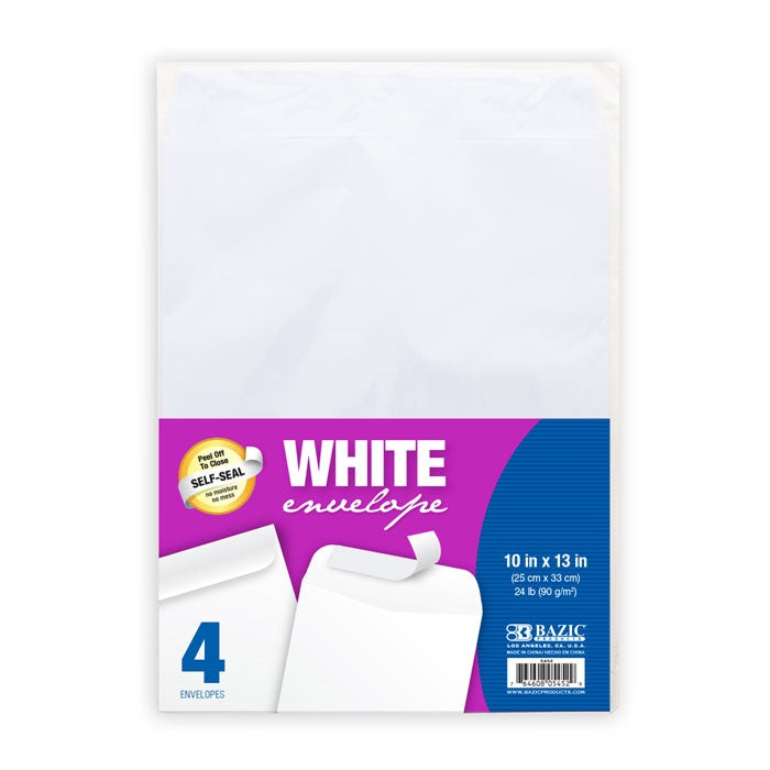 10" x 13" Self-Seal White Envelope (4/Pack)