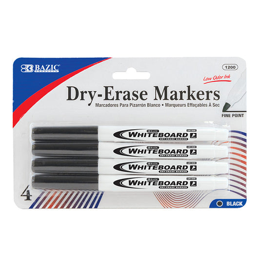 Black Fine Tip Dry-Erase Markers 4/Pack