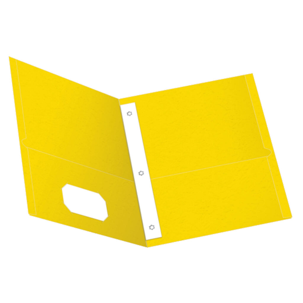 3 Prong 2 Pocket Paper Folder Yellow 25/Pcs