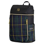 ELESAC Rounded Plaid Backpack (Green/Navy) Size 12"