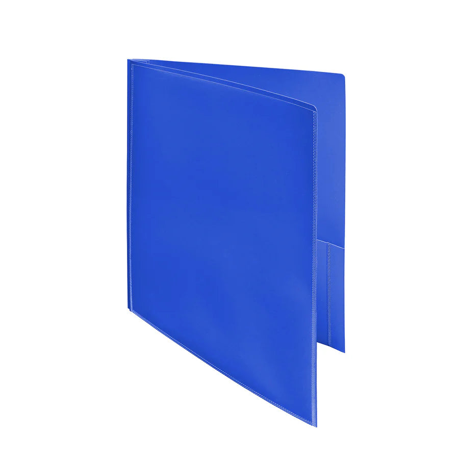 3 Prongs 2 Pocket Folder, Heavy Duty, with Clear Front Pocket, Blue